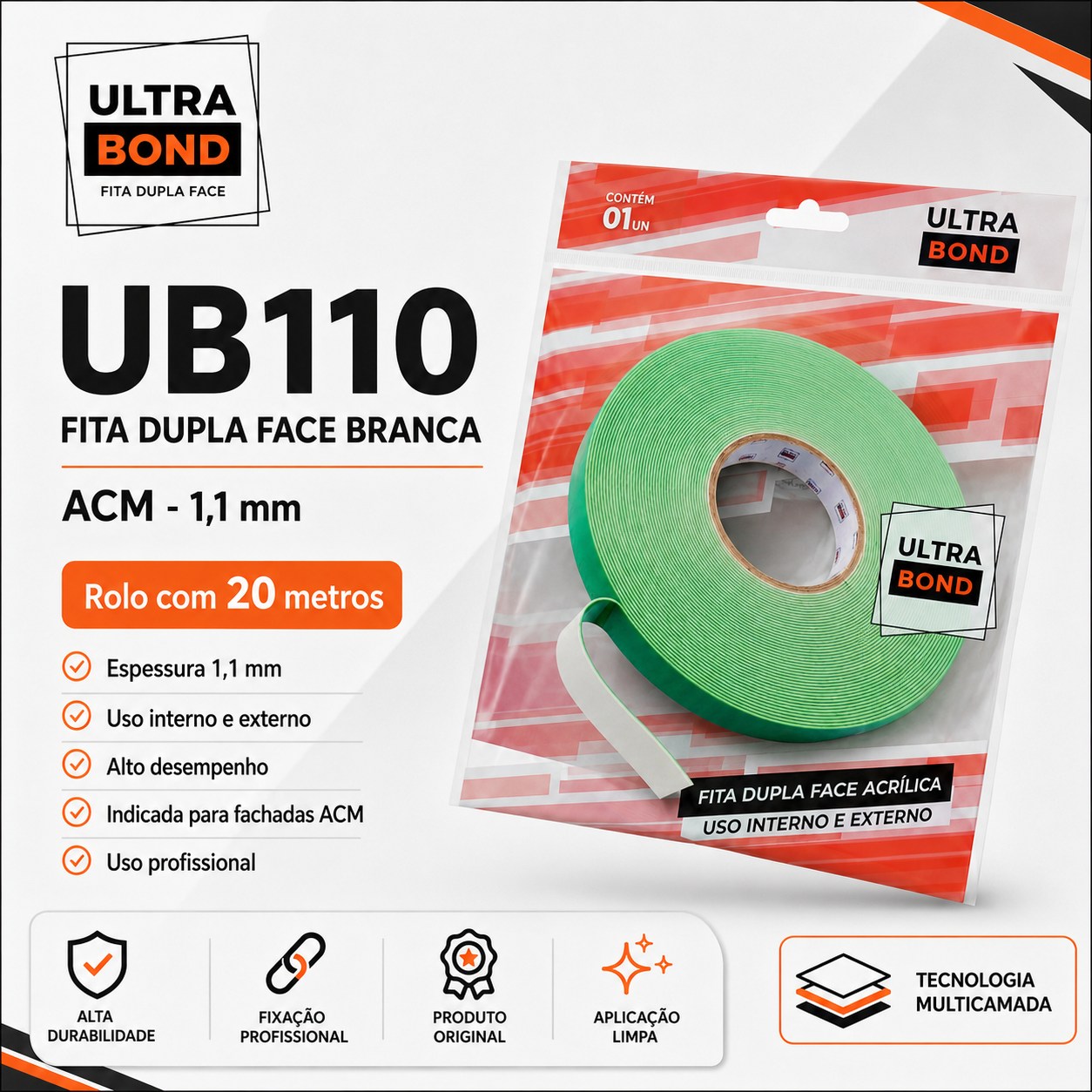 Produto oficial UltraBond UB110 com rolo e caixa